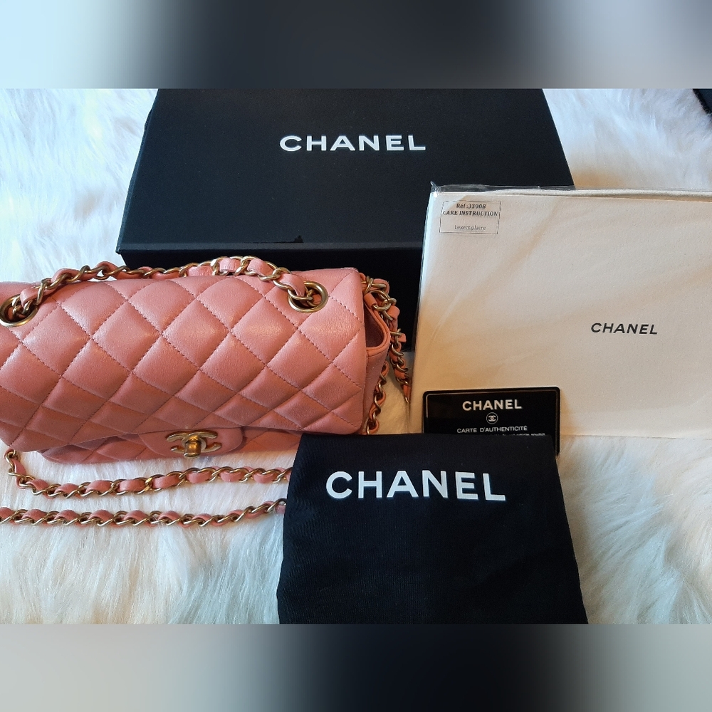 Chanel Mini Rectangular Lambskin Pink - image 1